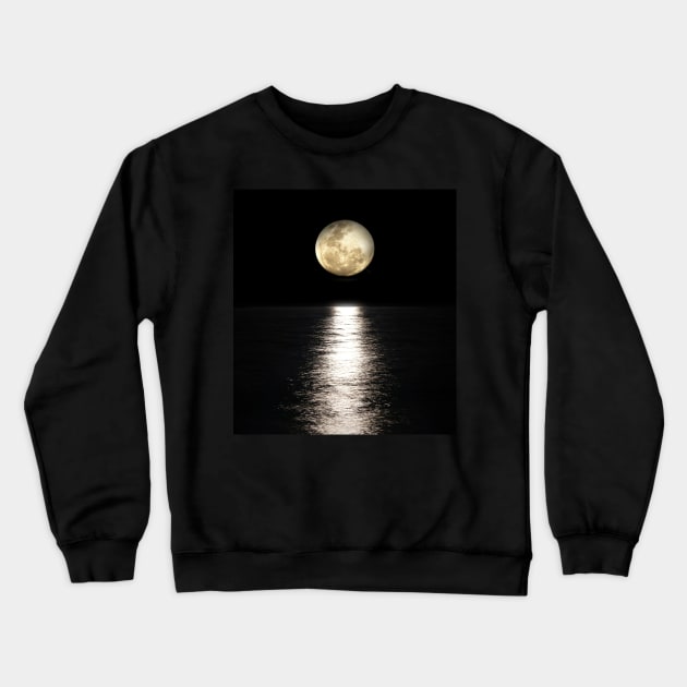 moon ocean calm view Crewneck Sweatshirt by tedd